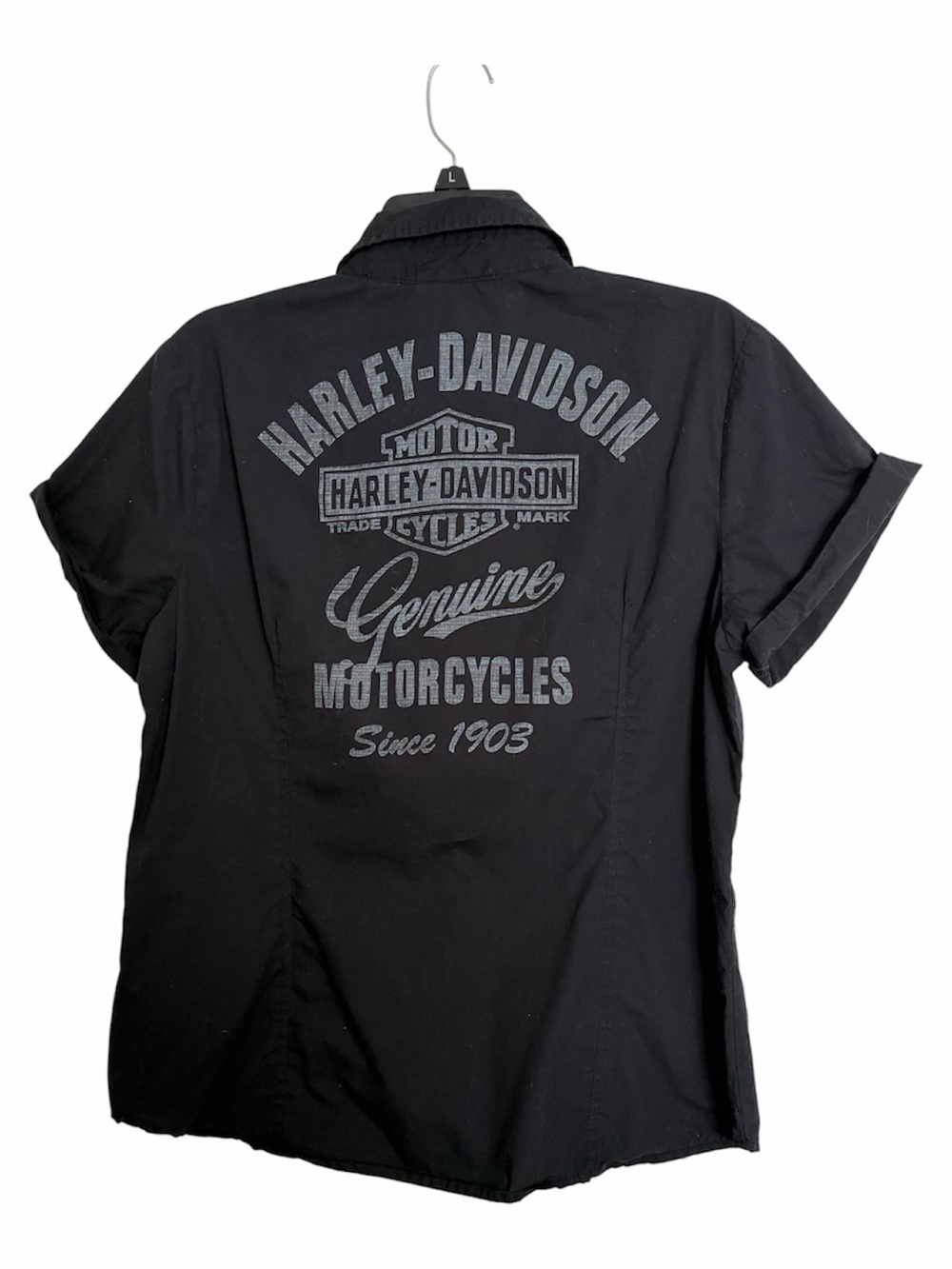 Harley-Davidson Black Short Sleeve Button-Front Shirt - M